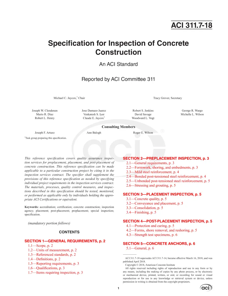 ACI SPEC-311.7-18 pdf