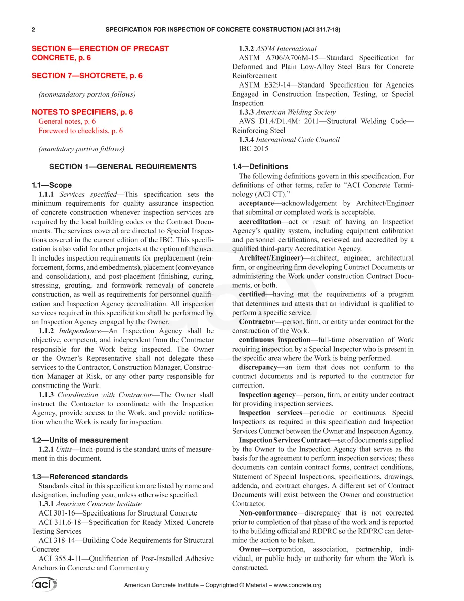 ACI SPEC-311.7-18 pdf