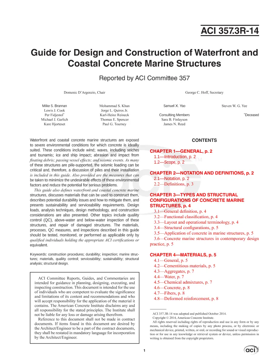 ACI 357.3R-14 pdf