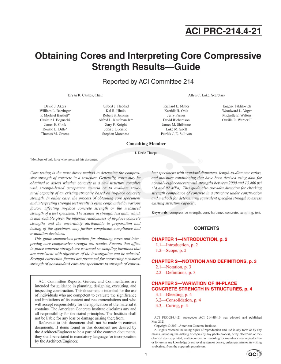 ACI 214.4-21 pdf