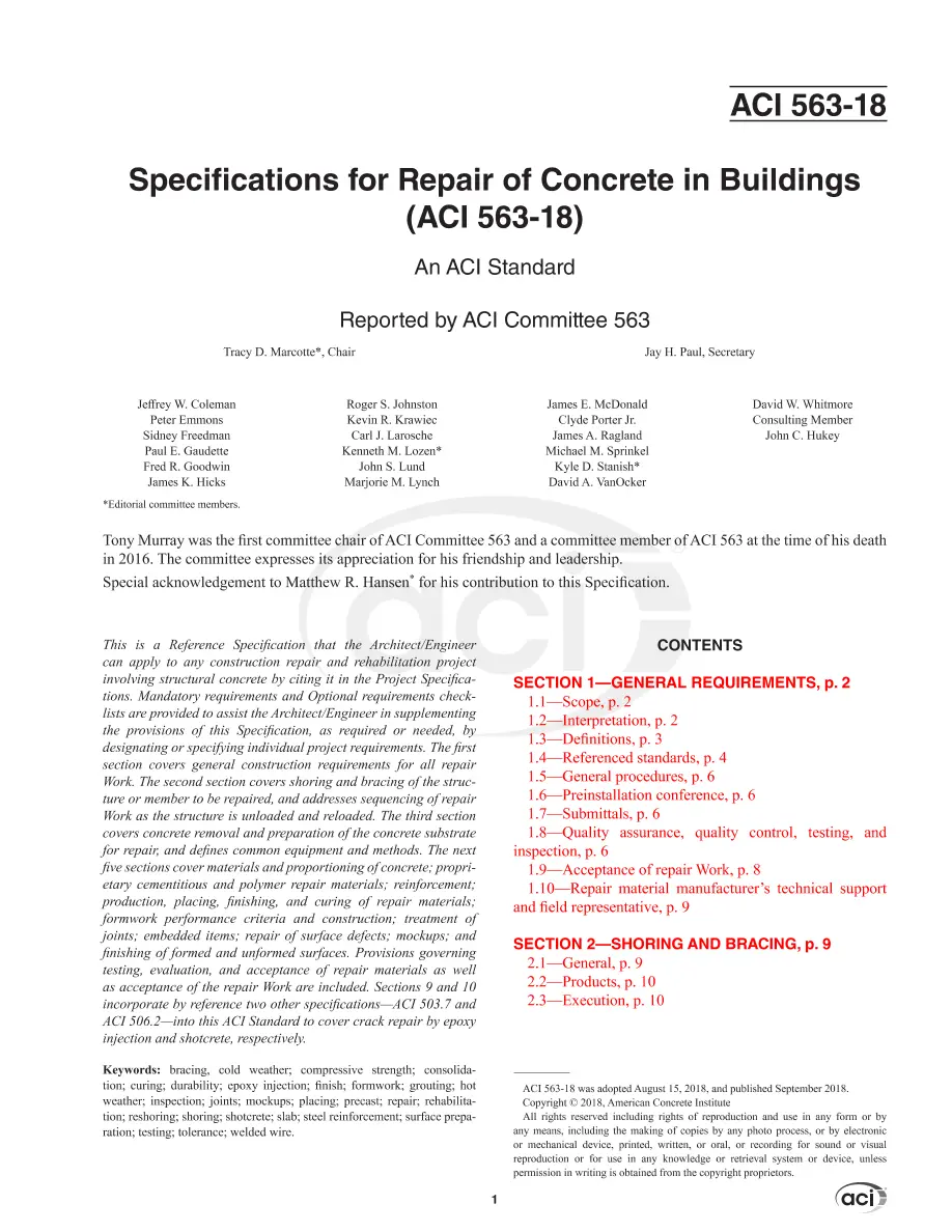 ACI 563-18 pdf