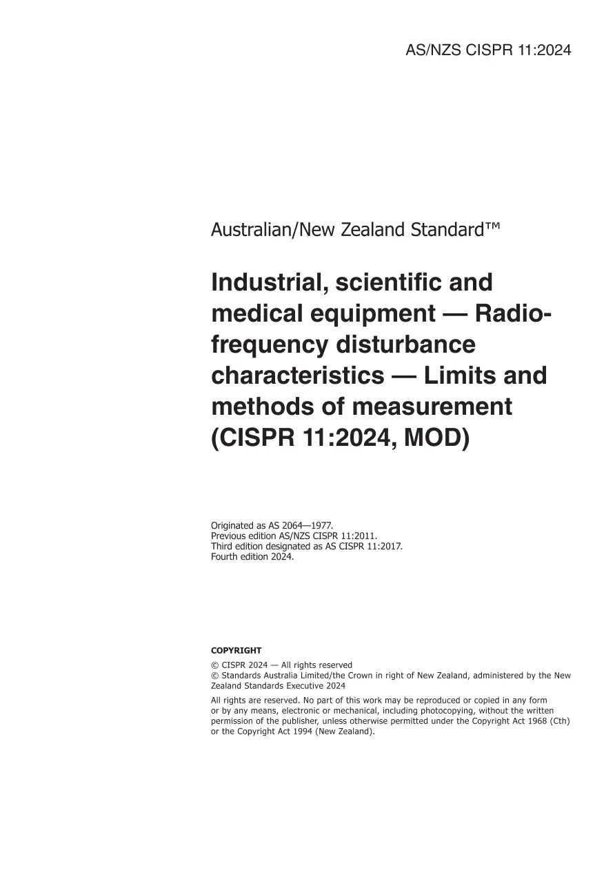 AS CISPR 11:2024 pdf