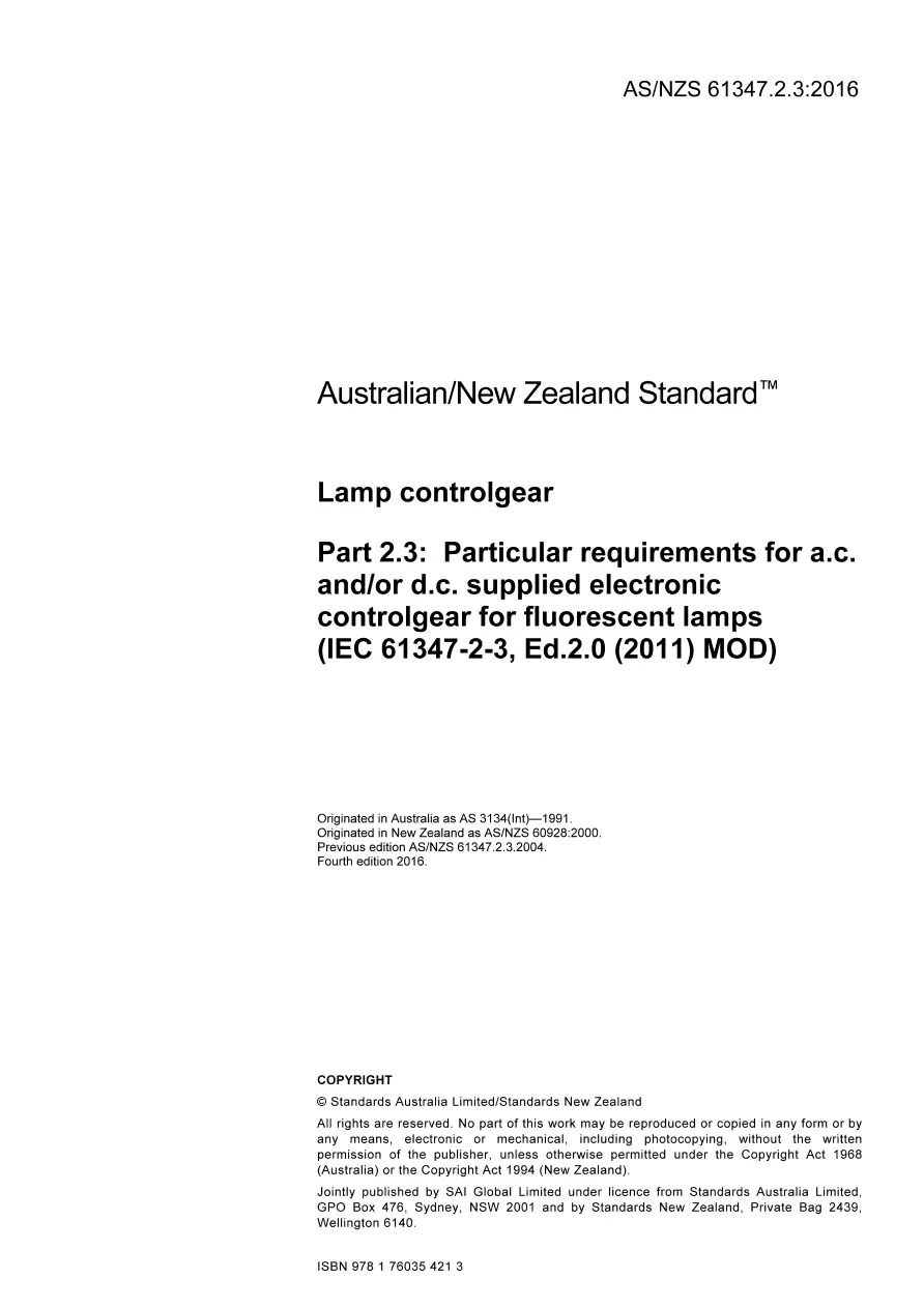 AS/NZS 61347.2.3:2016 pdf