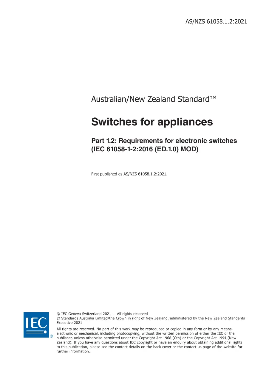 AS/NZS 61058.1.2:2021 pdf