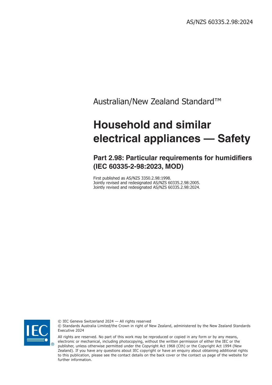 AS/NZS 60335.2.98:2024 pdf