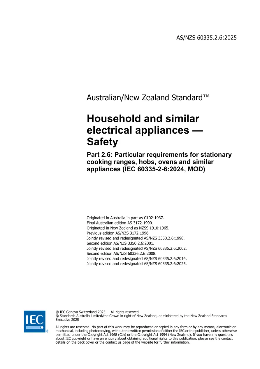 AS/NZS 60335.2.6:2025 pdf