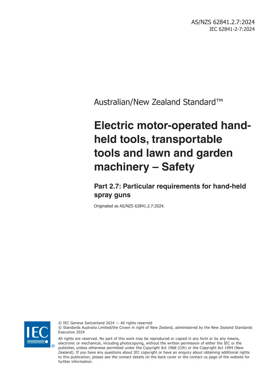 AS/NZS 62841.2.7:2024 pdf
