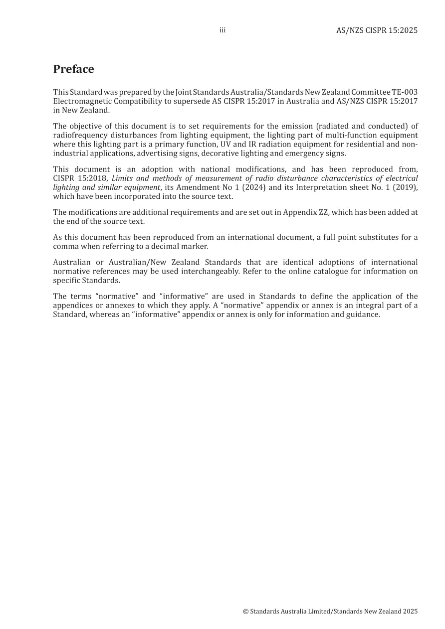 AS/NZS CISPR 15:2025 pdf