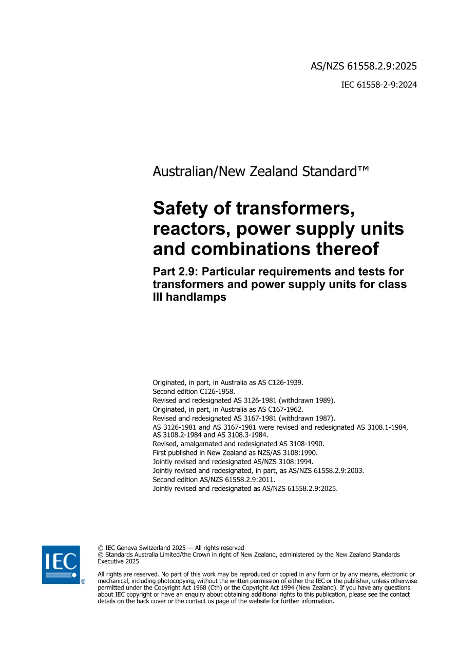 AS/NZS 61558.2.9:2025 pdf