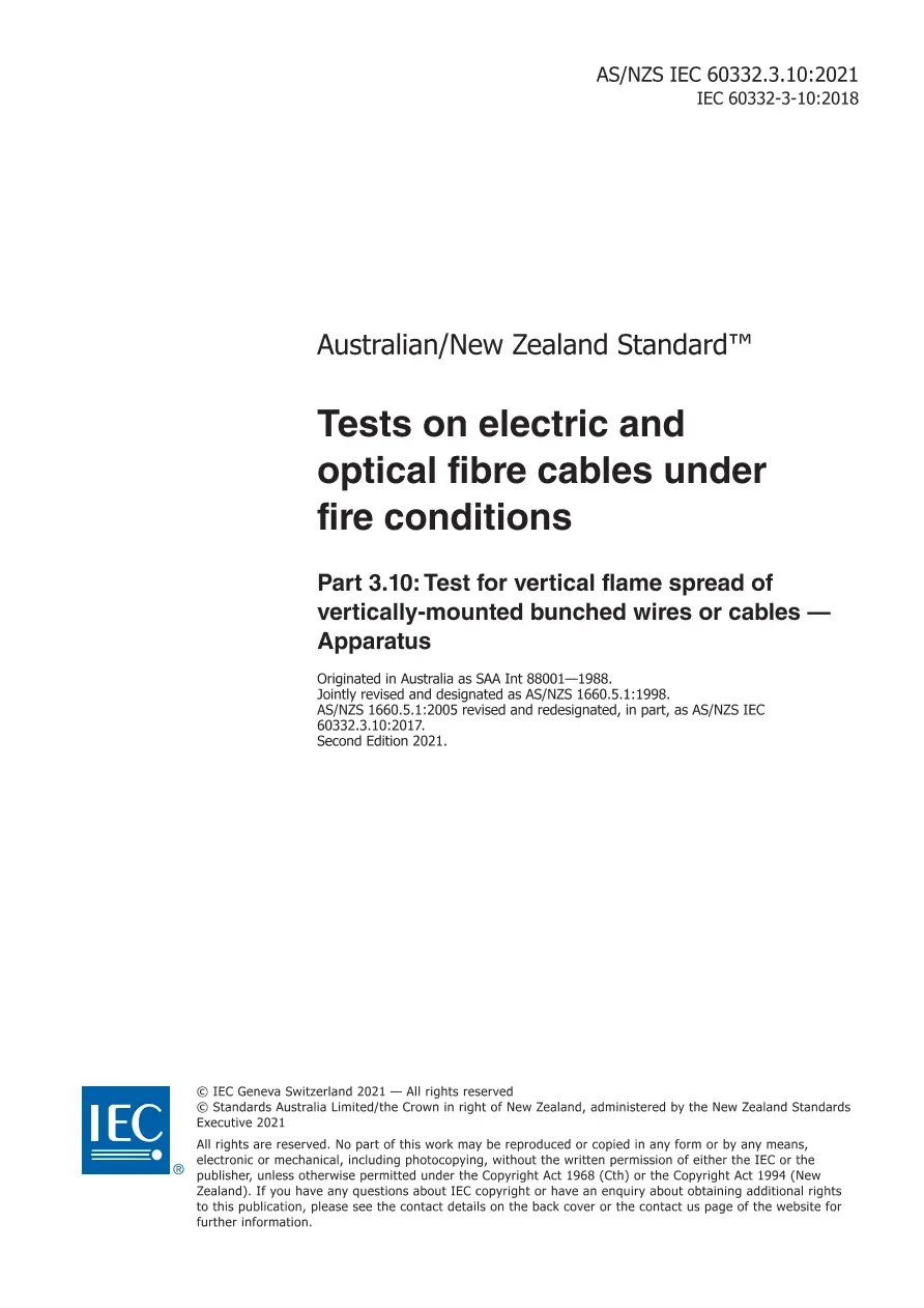 AS/NZS IEC 60332.3.10:2021 pdf