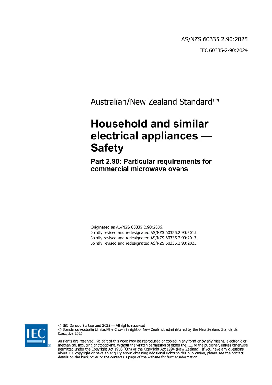 AS/NZS 60335.2.90:2025 pdf