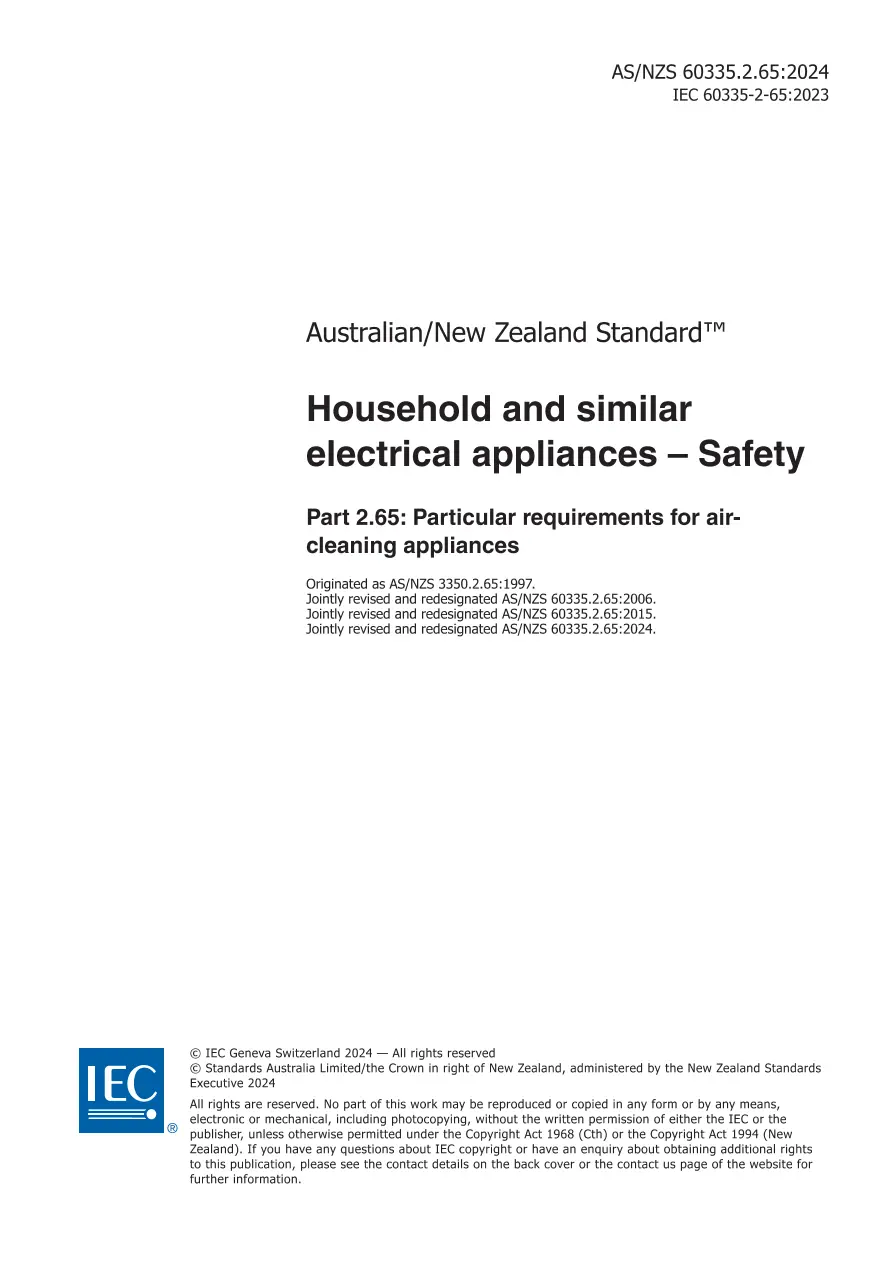 AS/NZS 60335.2.65:2024 pdf