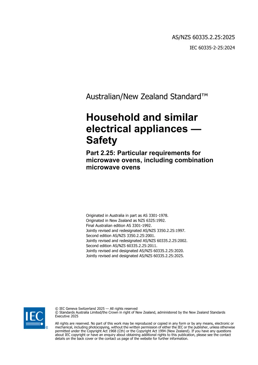 AS/NZS 60335.2.25:2025 pdf