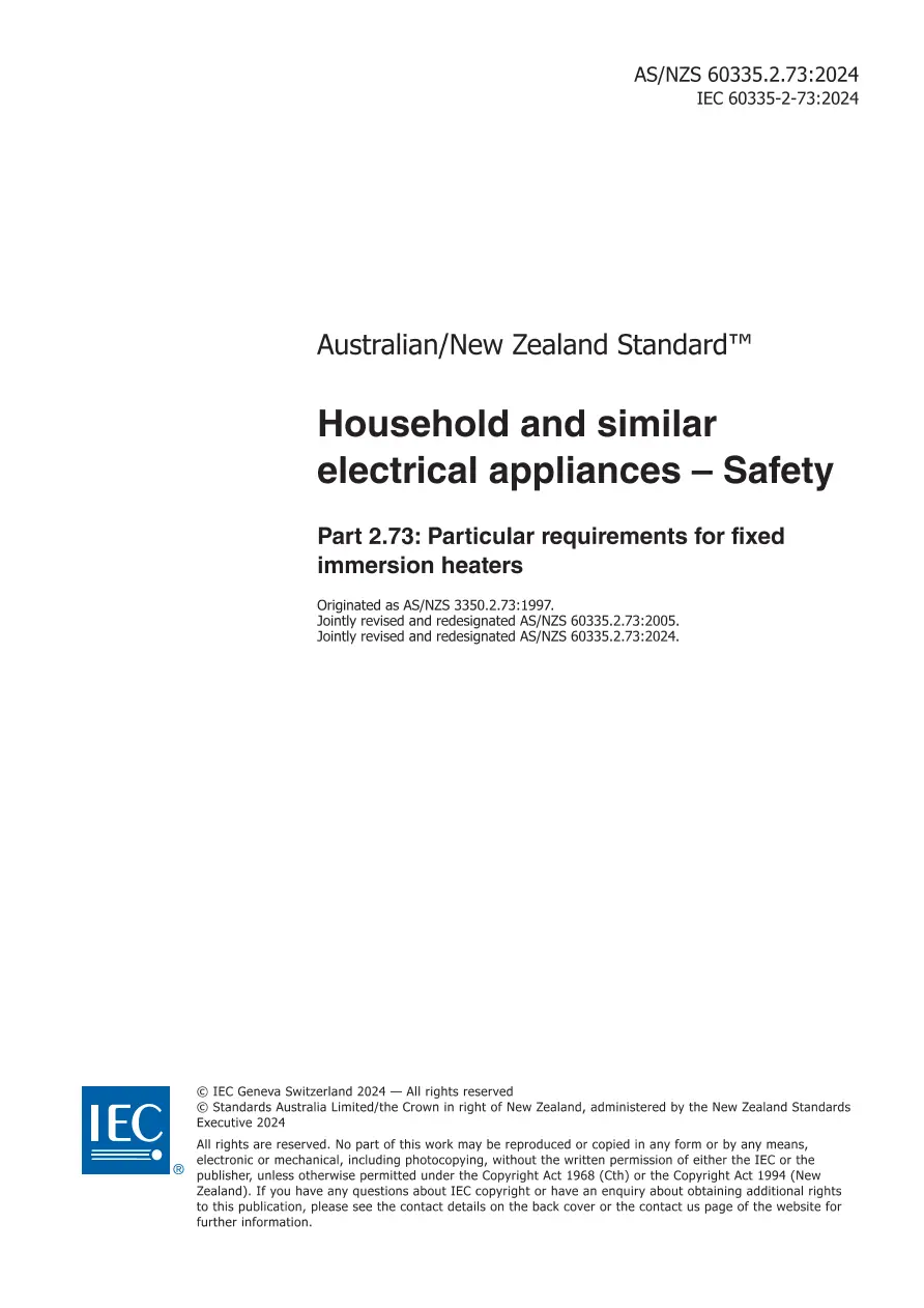 AS/NZS 60335.2.73:2024 pdf