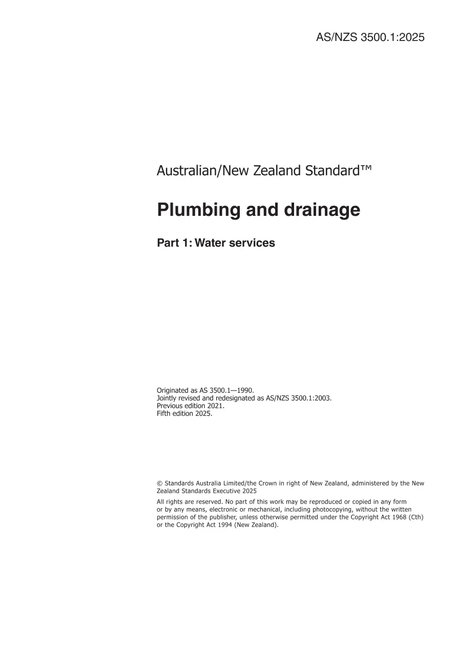 AS/NZS 3500.1:2025 pdf