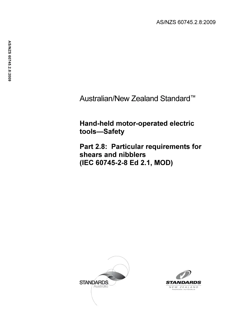 AS/NZS 60745.2.8:2009 pdf