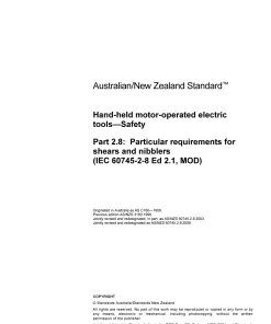 AS/NZS 60745.2.8:2009 pdf