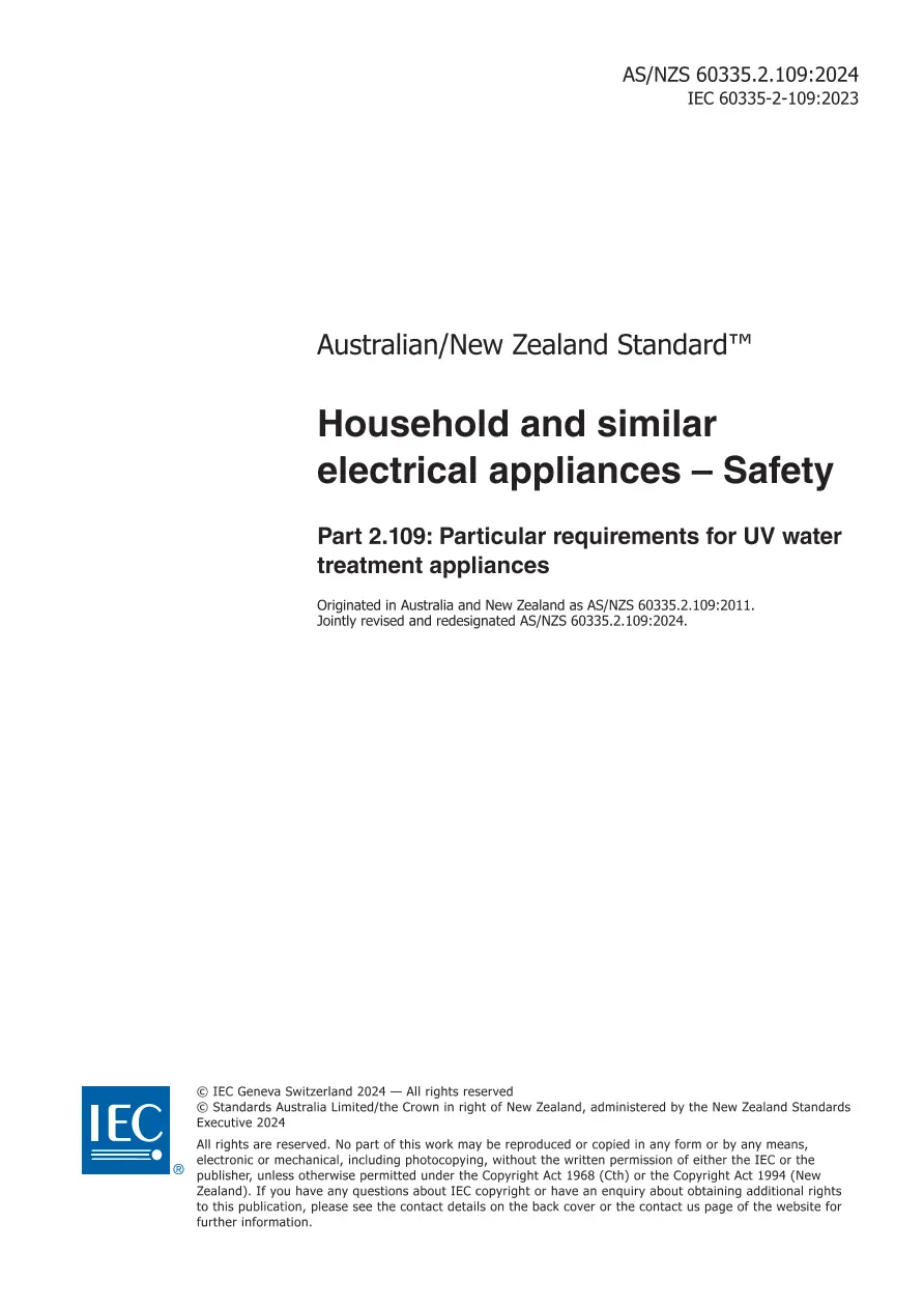 AS/NZS 60335.2.109:2024 pdf
