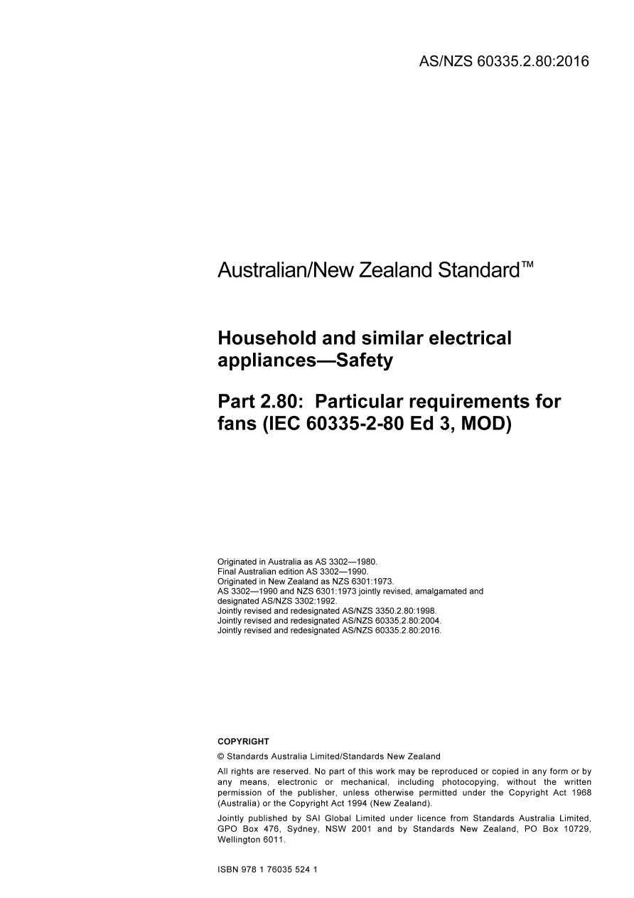 AS/NZS 60335.2.80:2016 pdf