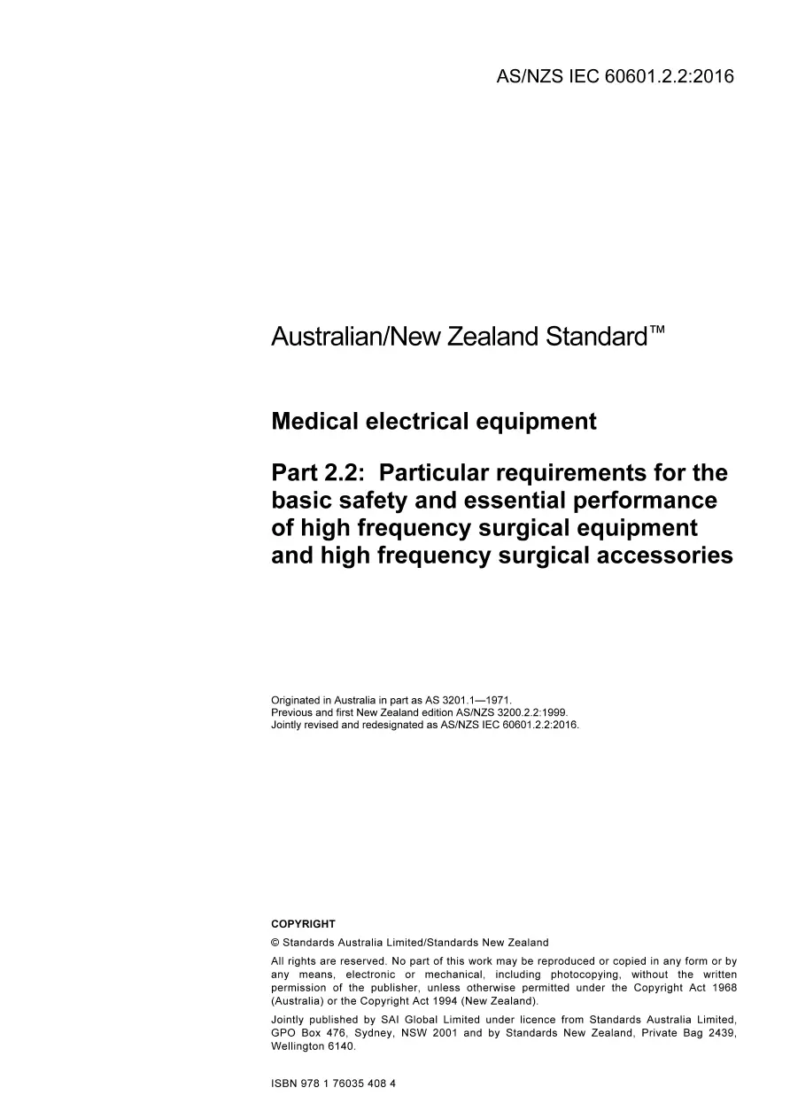 AS/NZS IEC 60601.2.2:2016 pdf