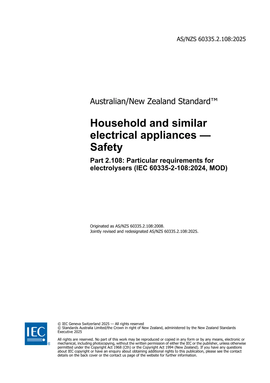 AS/NZS 60335.2.108:2025 pdf