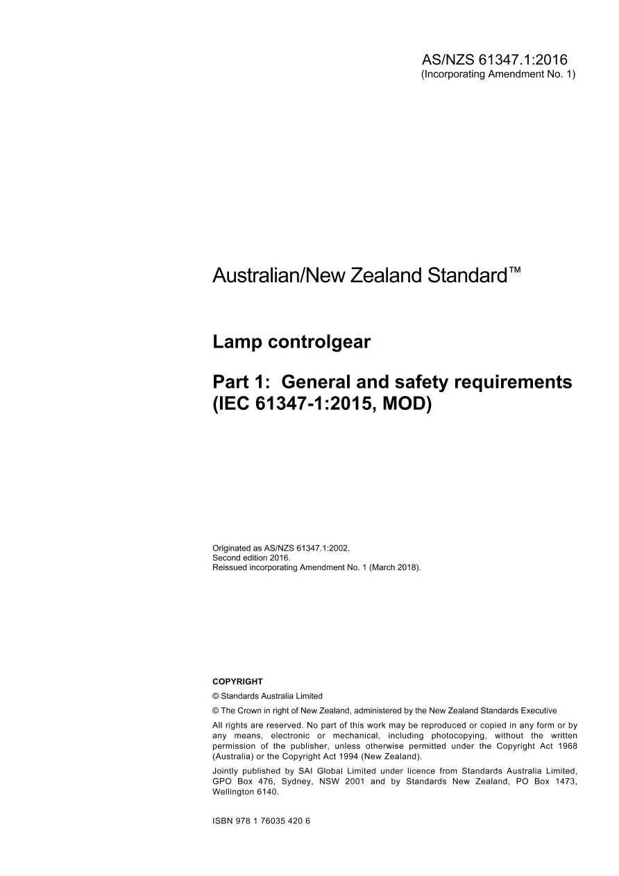 AS/NZS 61347.1:2016 pdf