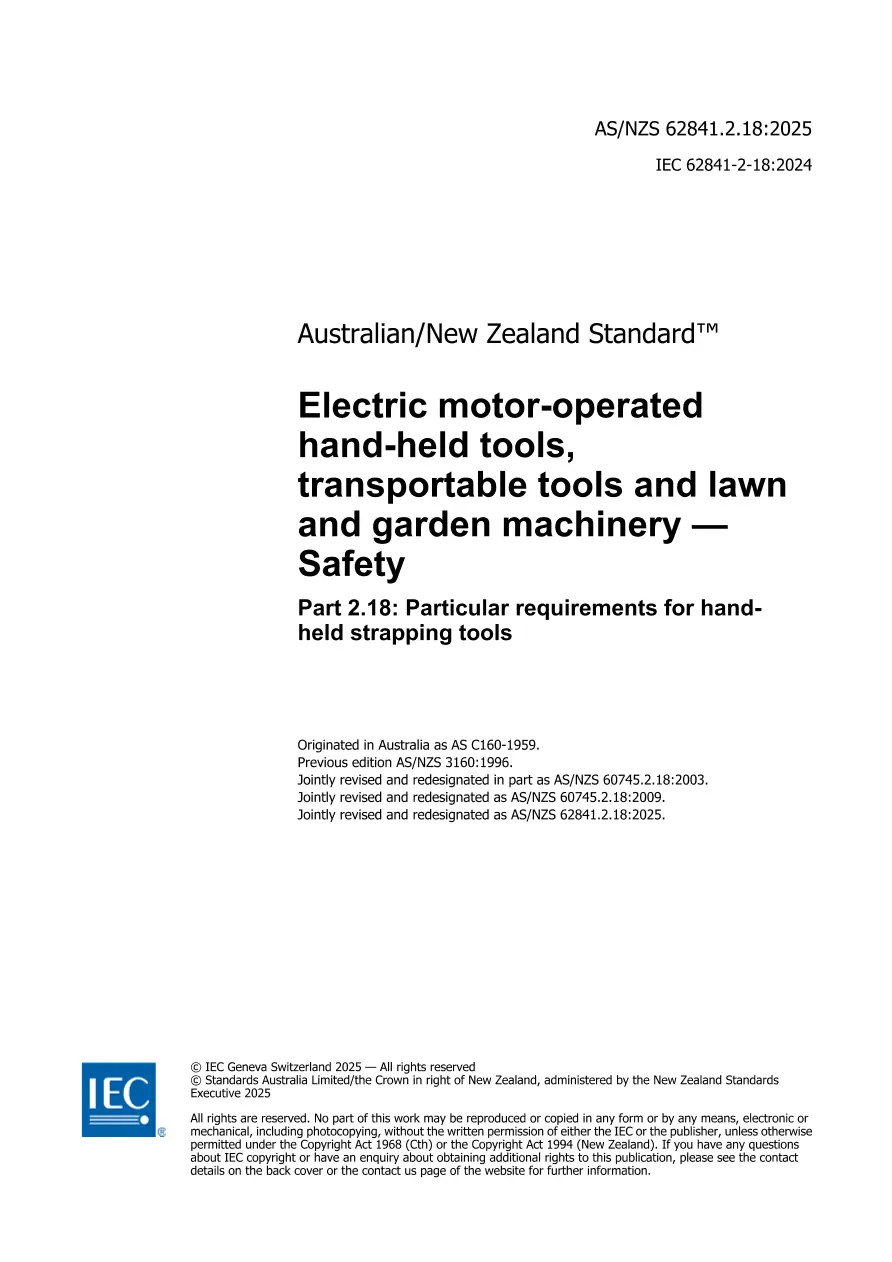 AS/NZS 62841.2.18:2025 pdf
