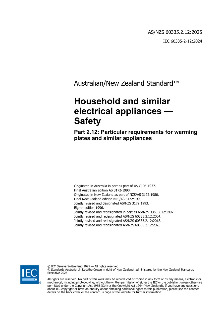 AS/NZS 60335.2.12:2025 pdf