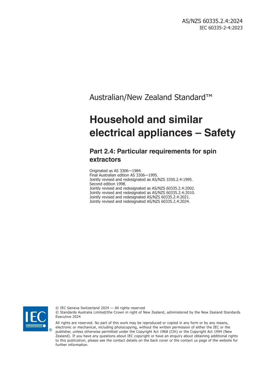 AS/NZS 60335.2.4:2024 pdf