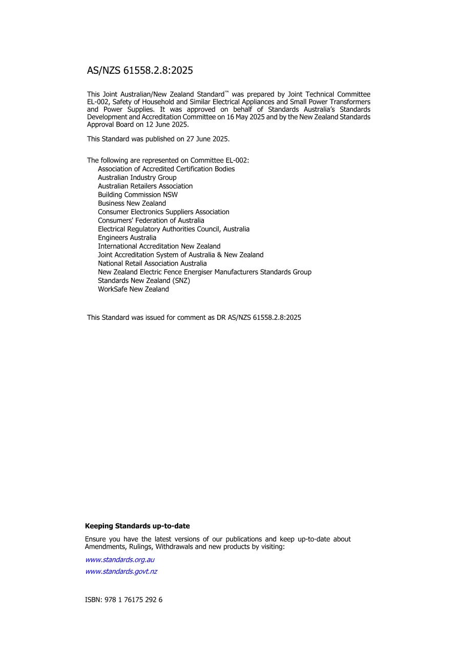 AS/NZS 61558.2.8:2025 pdf