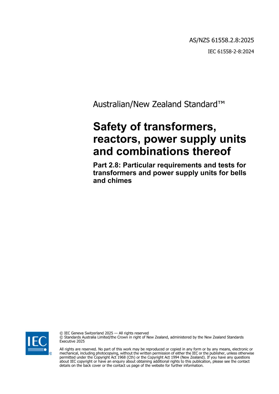 AS/NZS 61558.2.8:2025 pdf