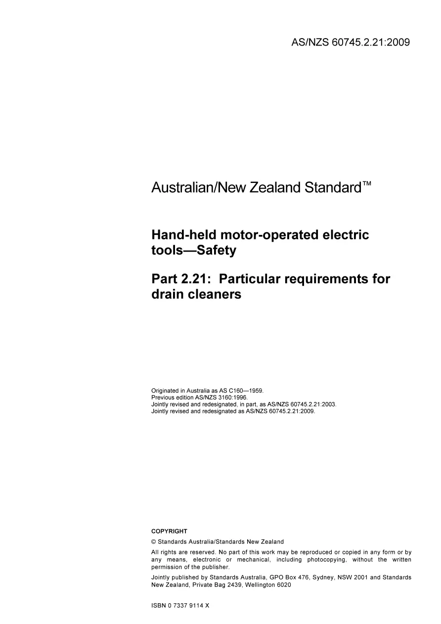 AS/NZS 60745.2.21:2009 pdf