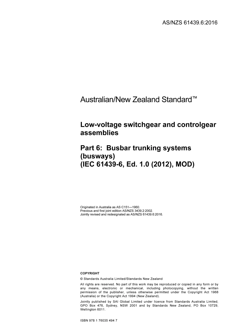 AS/NZS 61439.6:2016 pdf