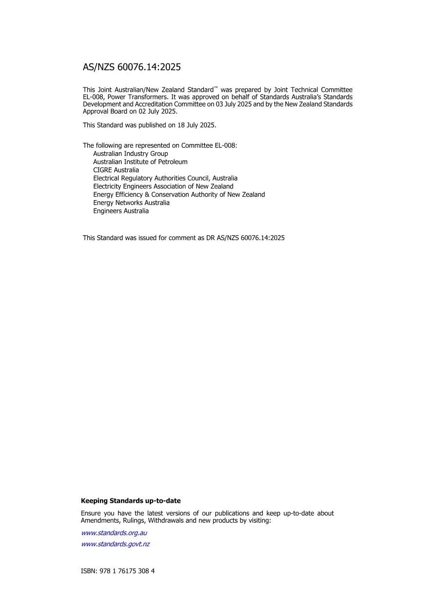 AS/NZS 60076.14:2025 pdf