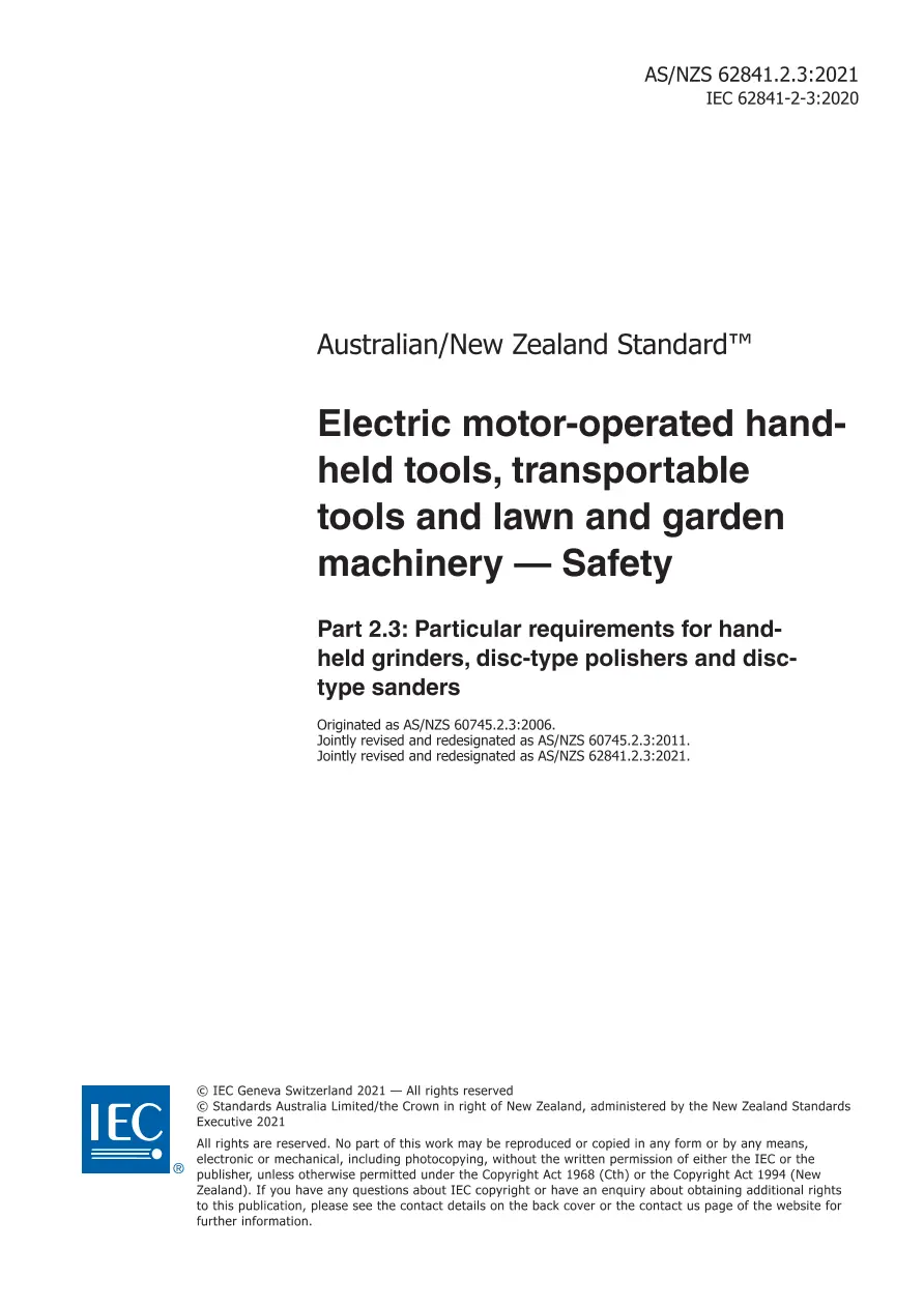 AS/NZS 62841.2.3:2021 pdf