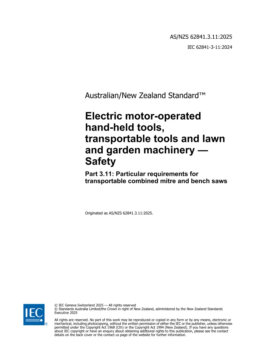 AS/NZS 62841.3.11:2025 pdf