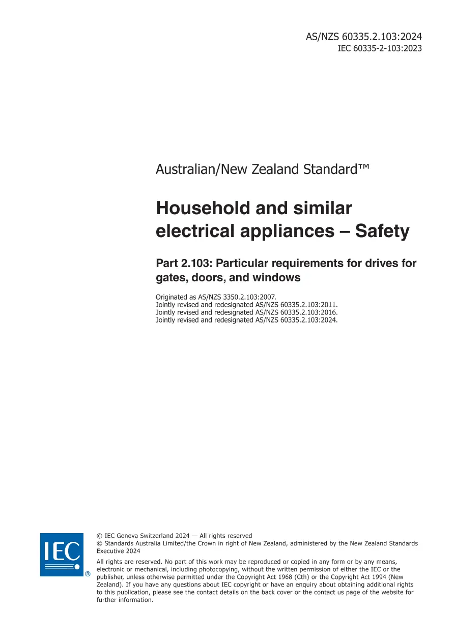 AS/NZS 60335.2.103:2024 pdf