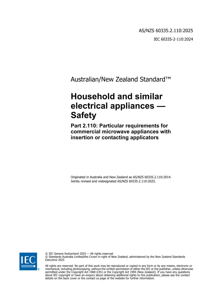 AS/NZS 60335.2.110:2025 pdf