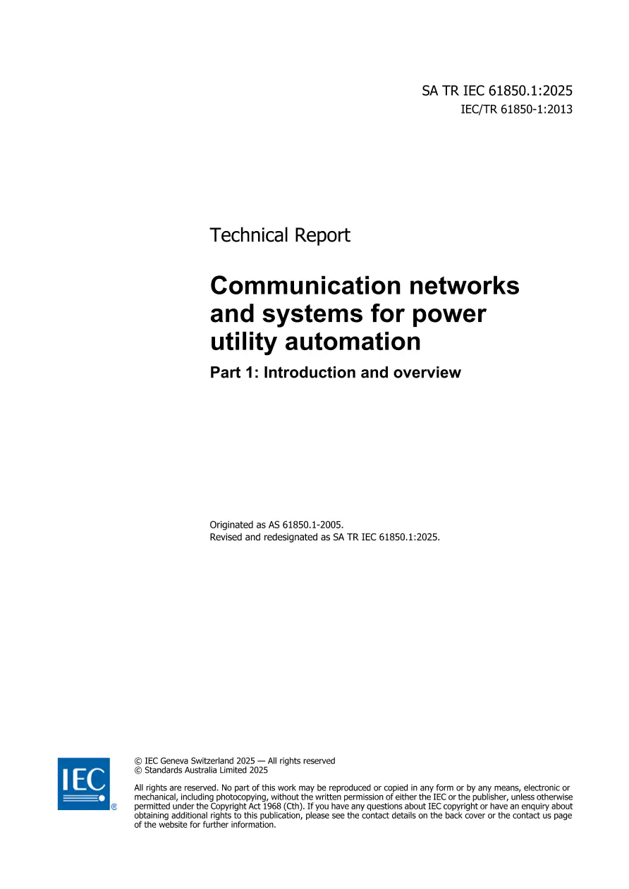 AS TR IEC 61850.1:2025 pdf